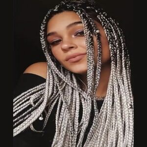Ombre Black Grey Braiding Hair Bundle 26" Long 4 Bundles